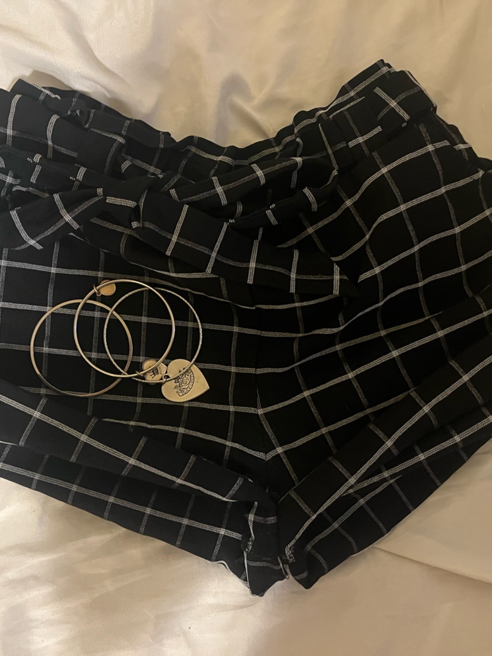 Navy Blue Checkered Shorts